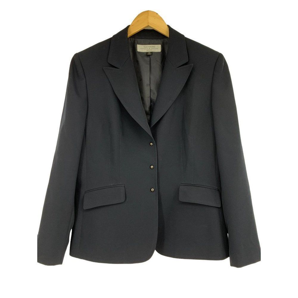 Women’s Tahari Arthur Levine 12P navy blazer business career 1721 Lined Notch